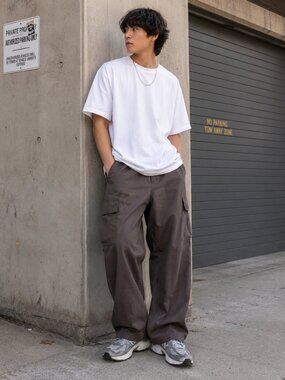 Collusion Wide Leg Cargo Pants Brown Gorpcore Techwear Utility Mens L